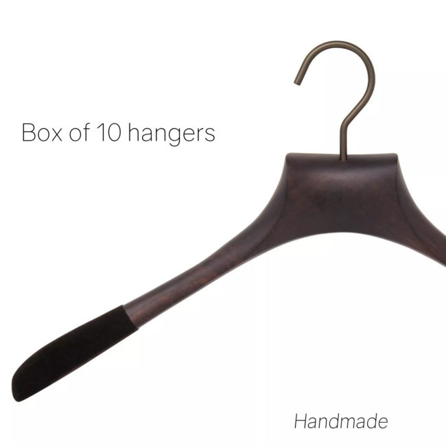 10 hangers for shirt in ash wood matt walnut color, colonel collar