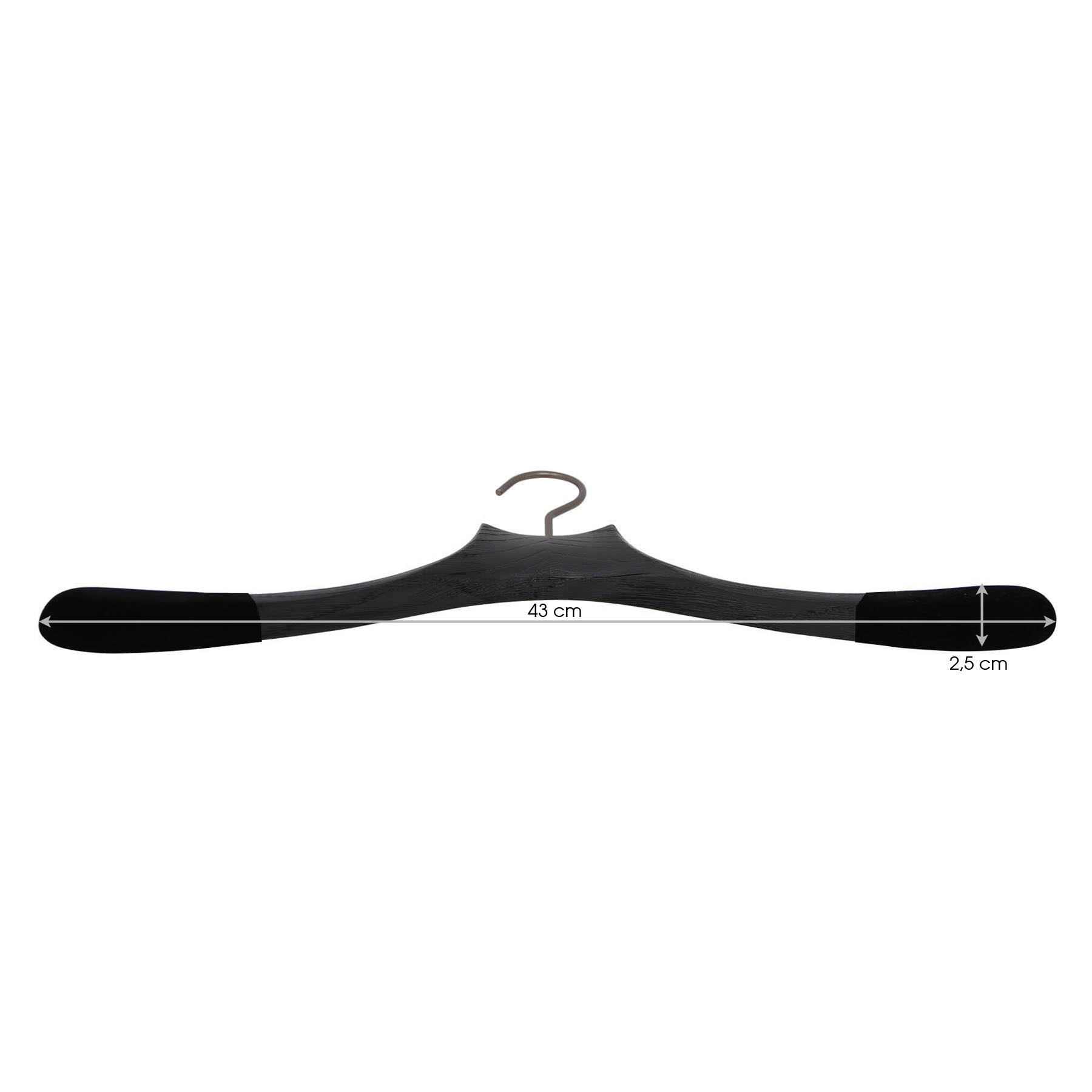 black wooden hanger for shirt, width 1.9 inches