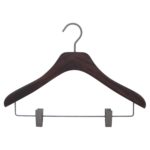 10 wooden clip hangers for blouses, skirts and trousers - walnut color