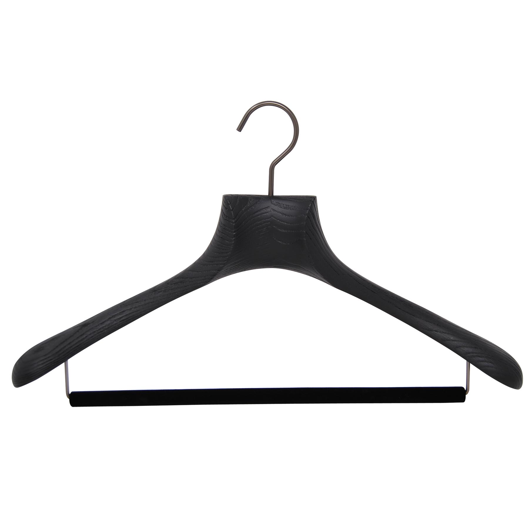 6 Kleiderbügel für Jacke und Anzug in Esche - schwarz, gebürstetes Holz (Breite 45 cm)