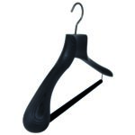 6 perchas de lujo en madera con barra terciopelo para chaqueta y trajes - Color negro madera cepillada