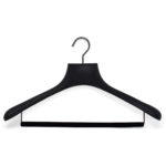 Luxus-Kleiderbügel, breite Schultern, Anti-Rutsch-Leiste, schwarze Farbe