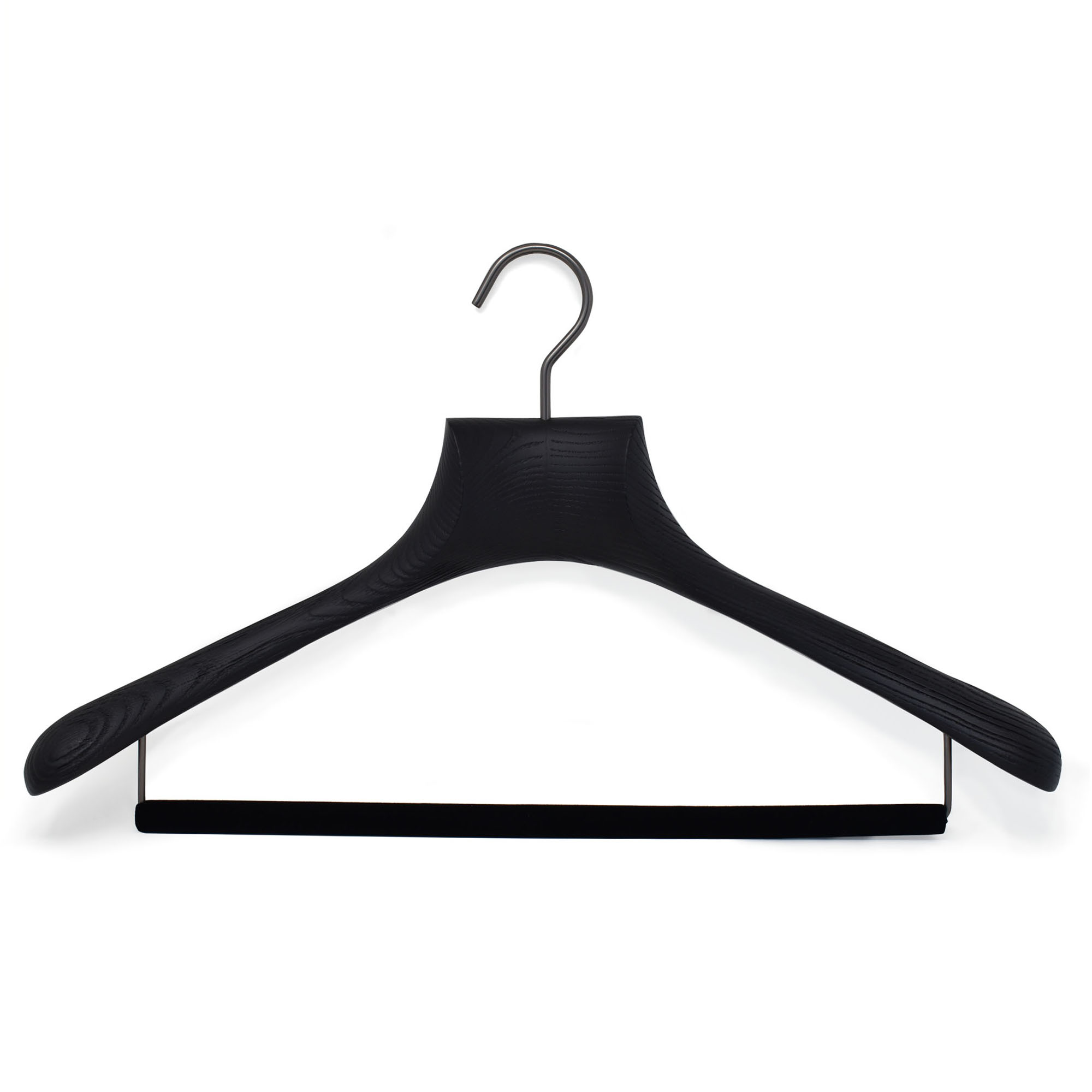 6 luxury hangers for jacket and suit in ash wood - black - brushed wood