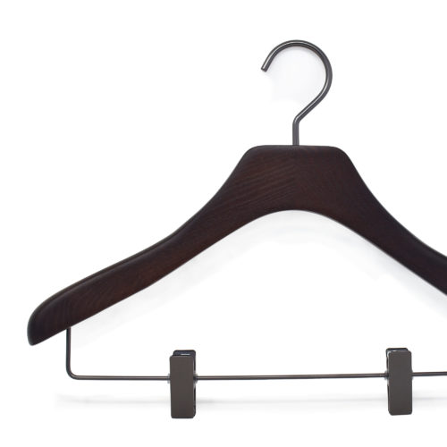 wooden blouse hanger with clips