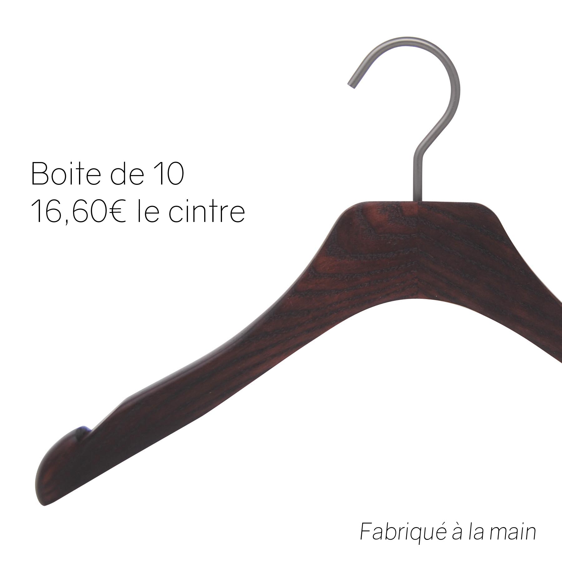 10 cintres pour robe, top et chemisier - coloris noyer (largeur 38 cm-?�paul?� 2,5 cm) - Mon 