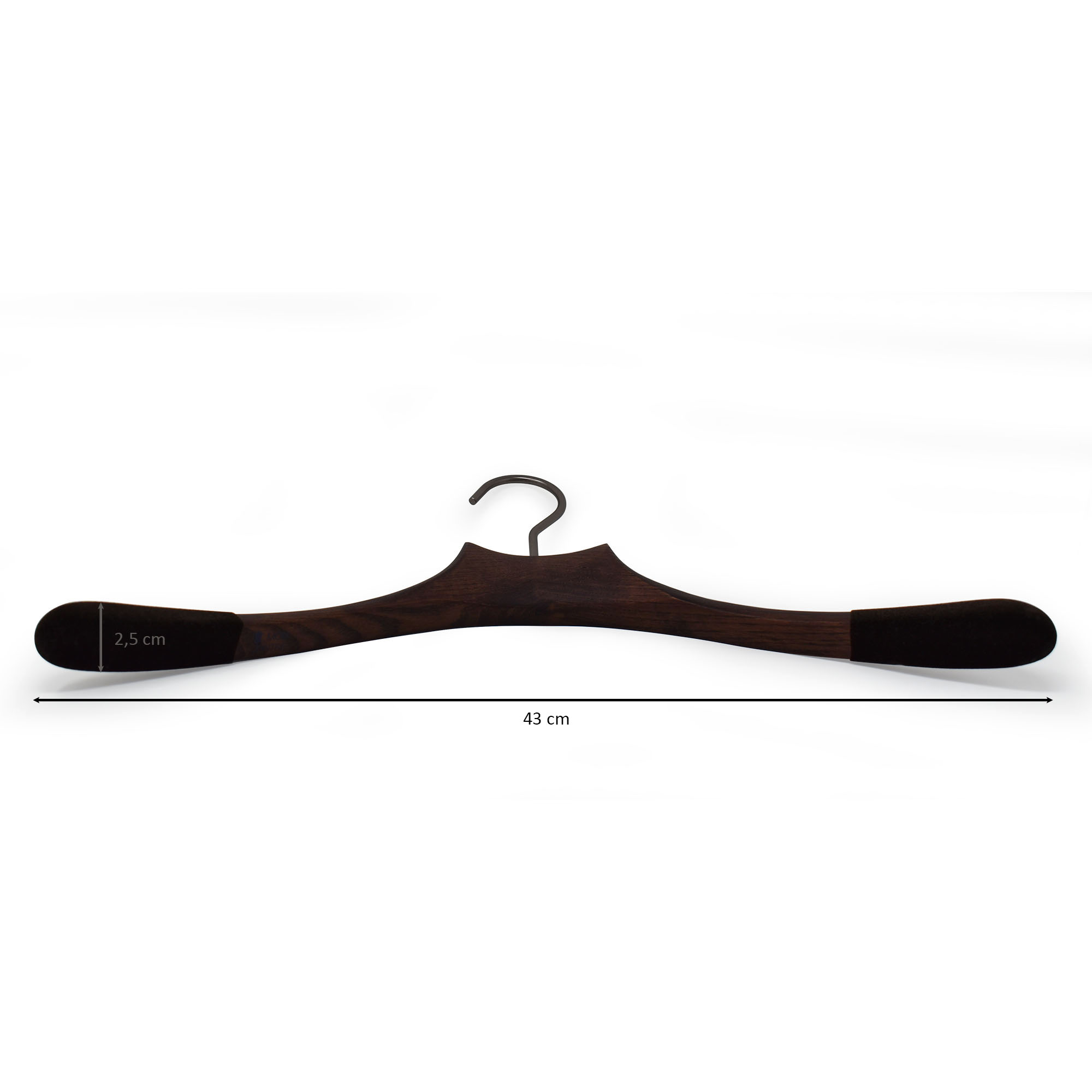 Luxury hangers for shirts with hollowed collar, these 10 hangers in ash wood and anti-slip velvet on the shoulders are made for your dressing room.