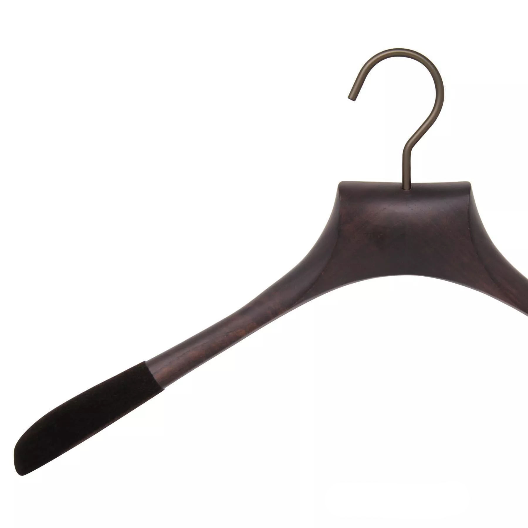 Cintre en bois de luxe avec velours antiglisse pour chemise coloris noyer