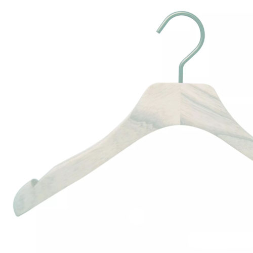 10 cintres en bois pour robe et top à bretelles coloris blanc lasuré