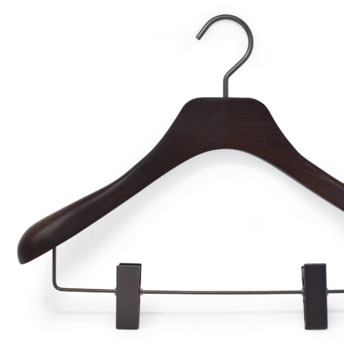 Wooden hanger for coat, jacket and suit