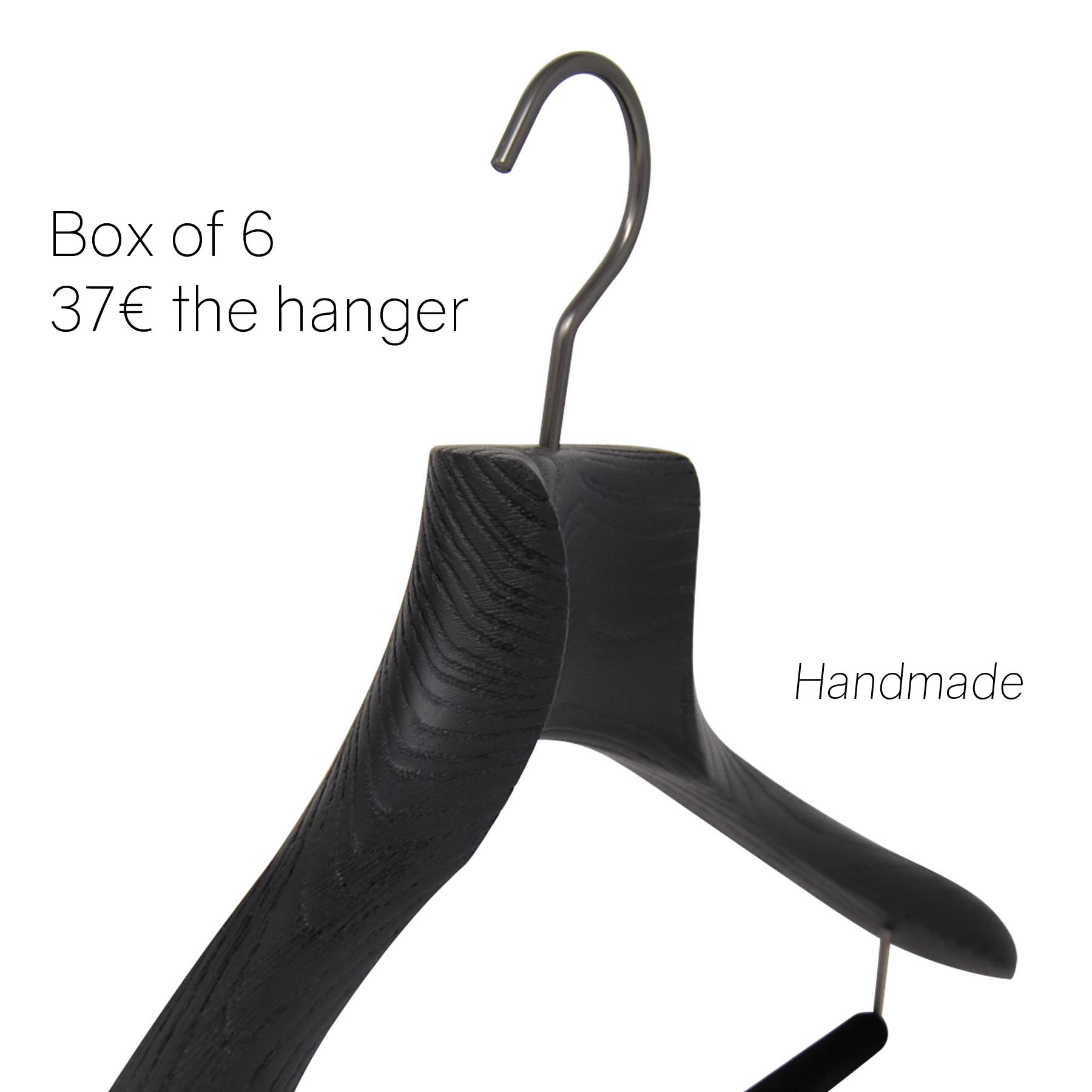 6 suit hangers for jacket and suit in ash wood brushed black color