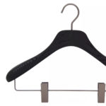 Jacket wooden hanger with clips