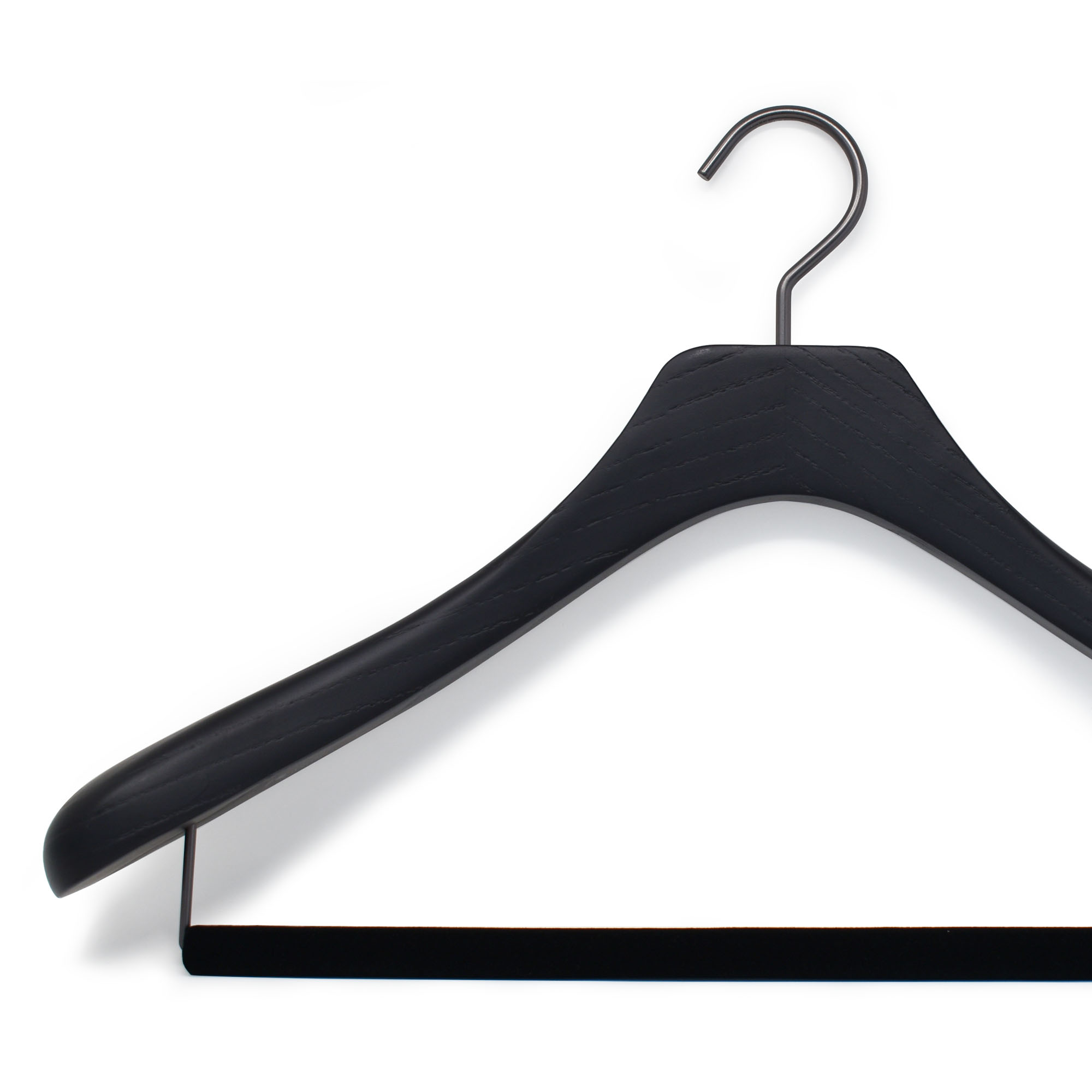 6 luxury hangers for jacket and suit in ash wood - black - brushed