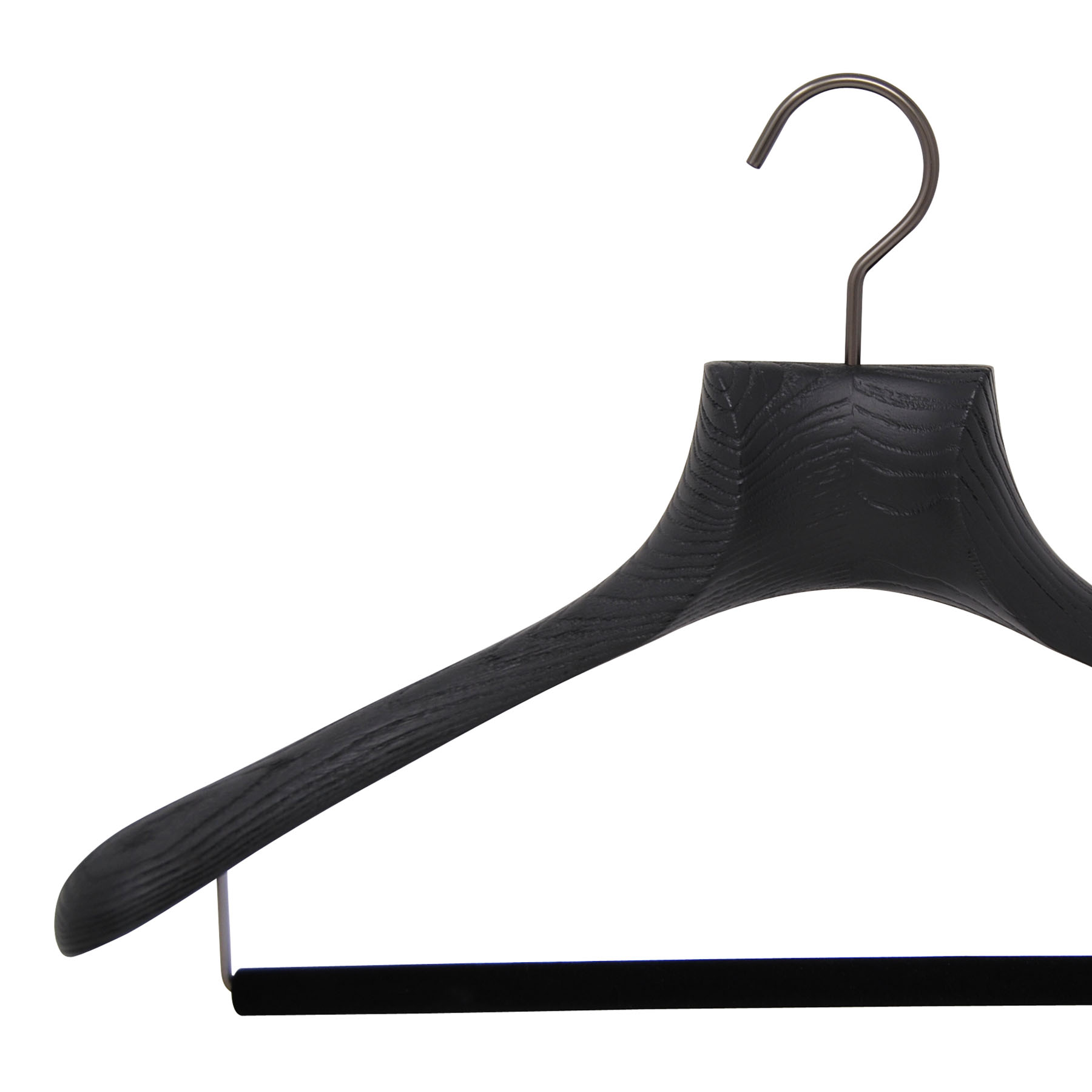 6 suit hangers for jacket and suit in ash wood brushed black color