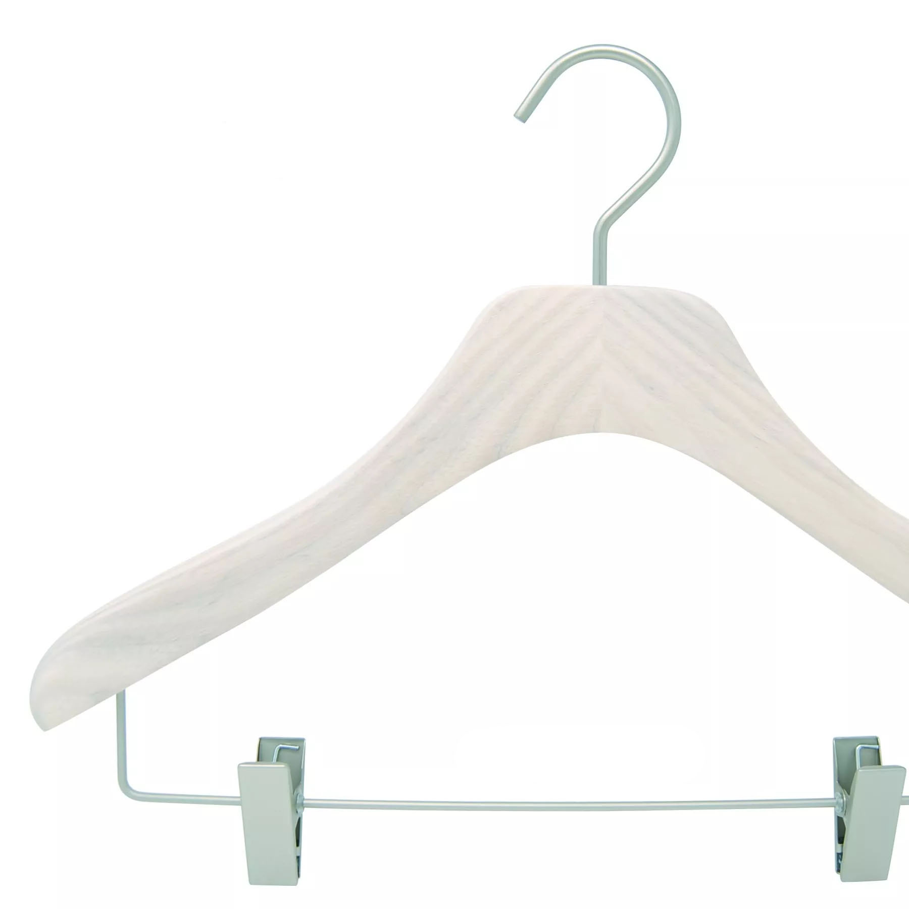 Wooden hanger with clips
