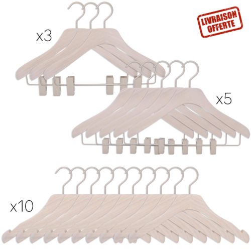 SiaBiced Ensemble Cintres Enfants Ours Kaki - Bois Robuste Pour Chambre Bien Rangée