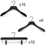 set wooden hangers for woman dressingroom