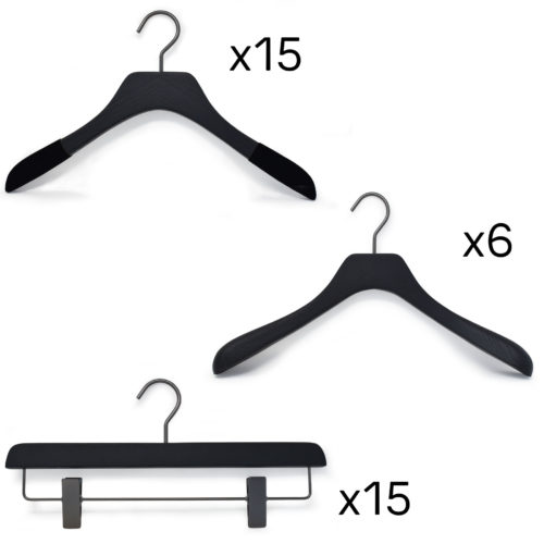 set wooden hangers for woman dressingroom