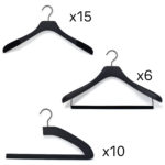 set of wooden hangers for men's dressingroom