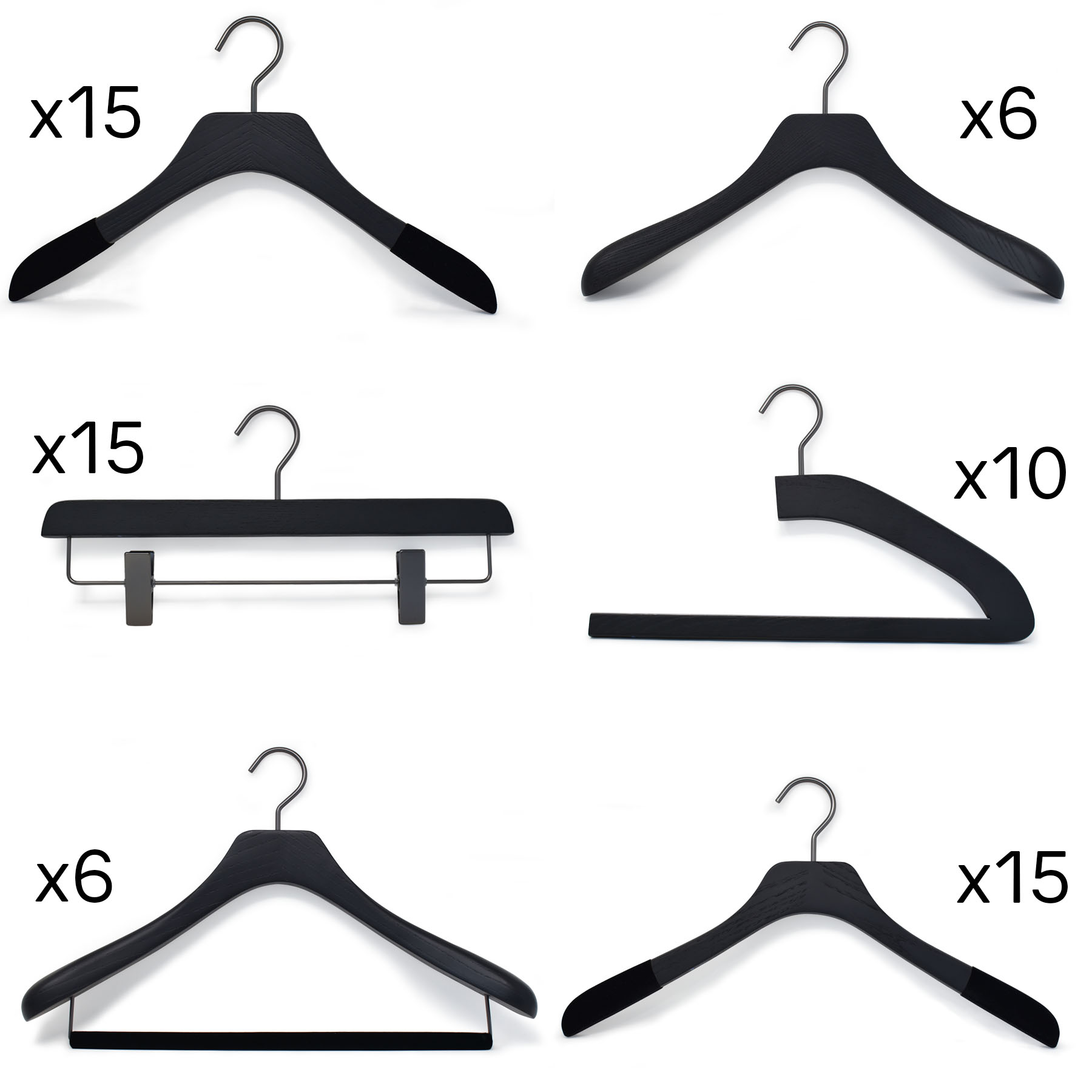 set de cintres en bois pour dressing homme et femme