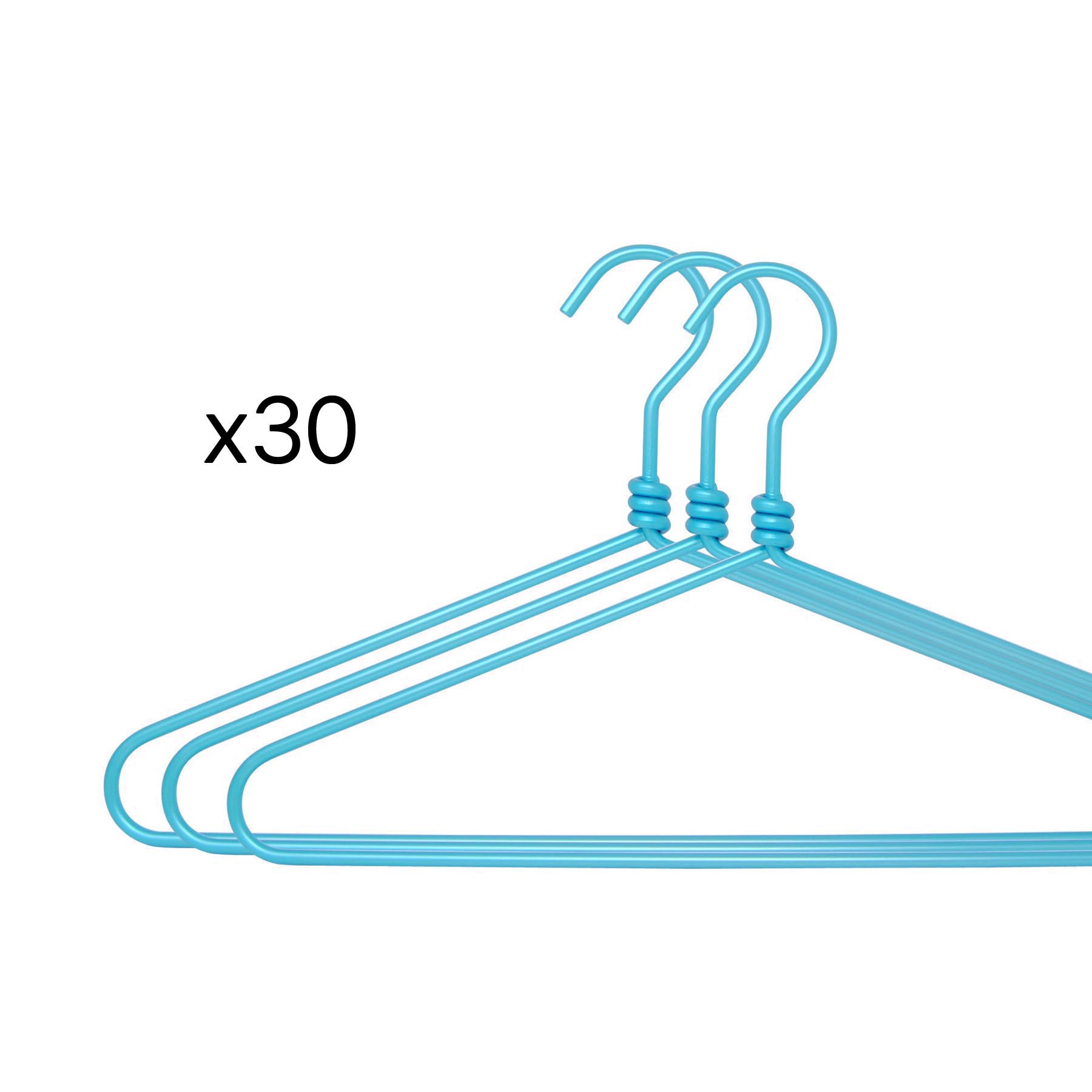 Pack dressing room of 30 aluminium hangers - Turquoise blue