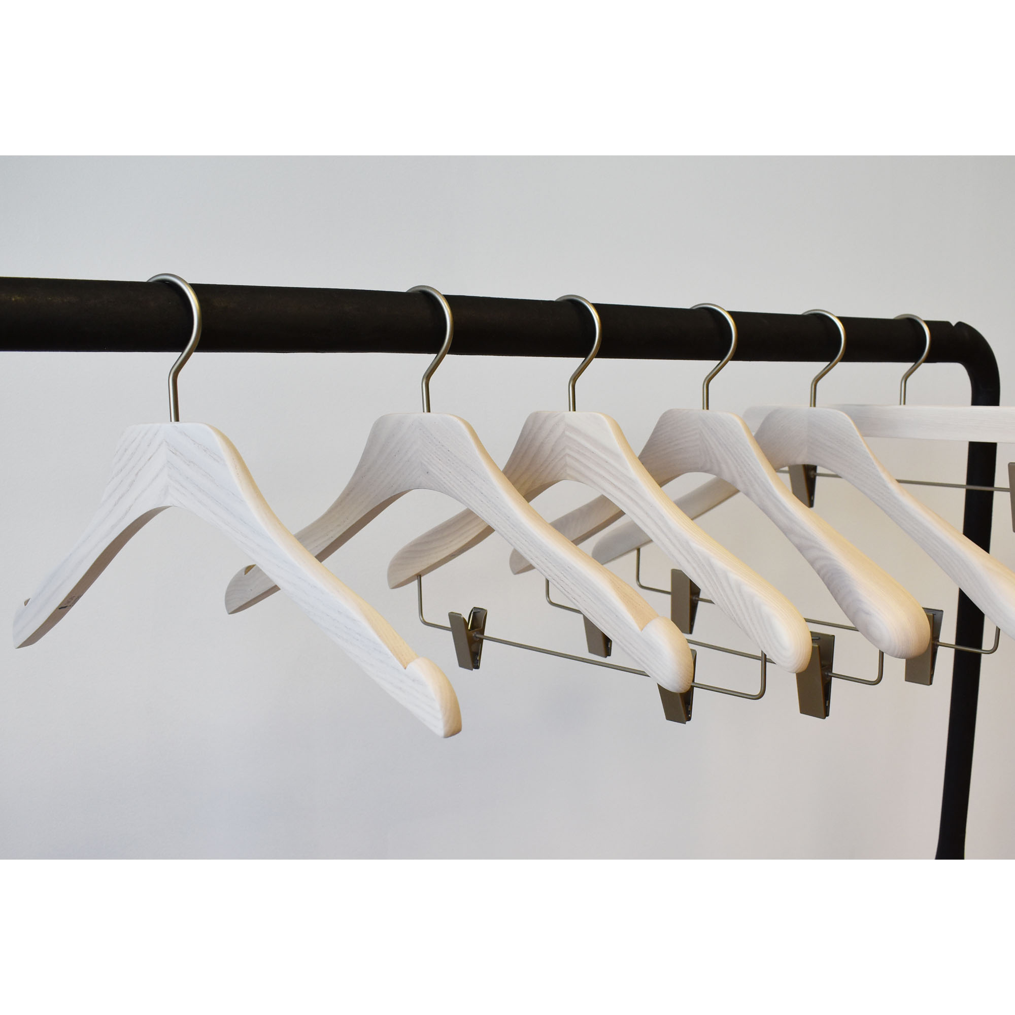 Wooden hangers with notches for dresses