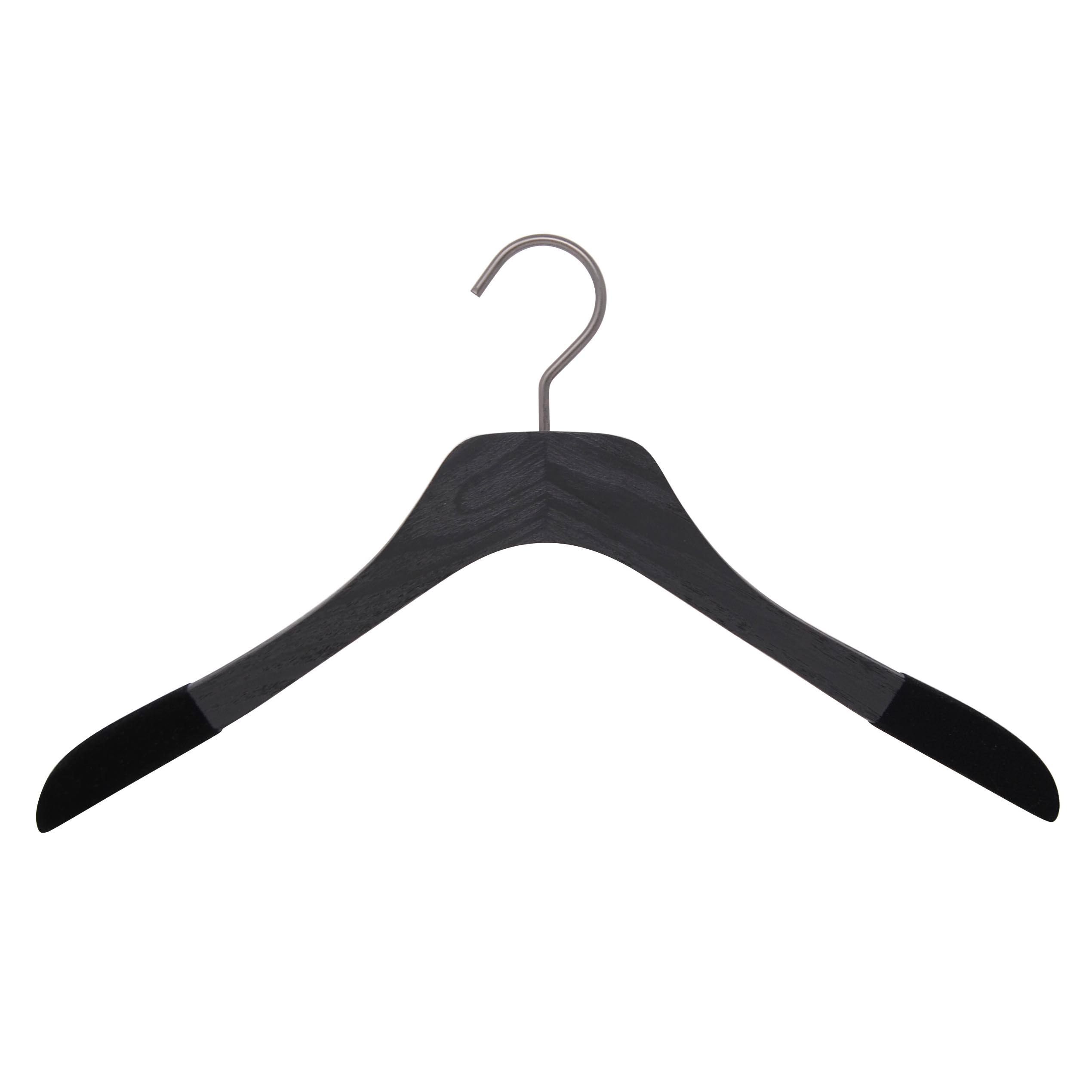 slim wooden luxury hangers for shirt with non-slip velvet
