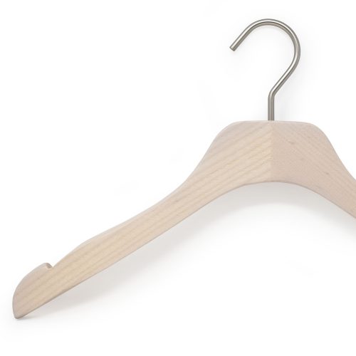 cintres pour robe avec encoches, en bois coloris blanc lasuré