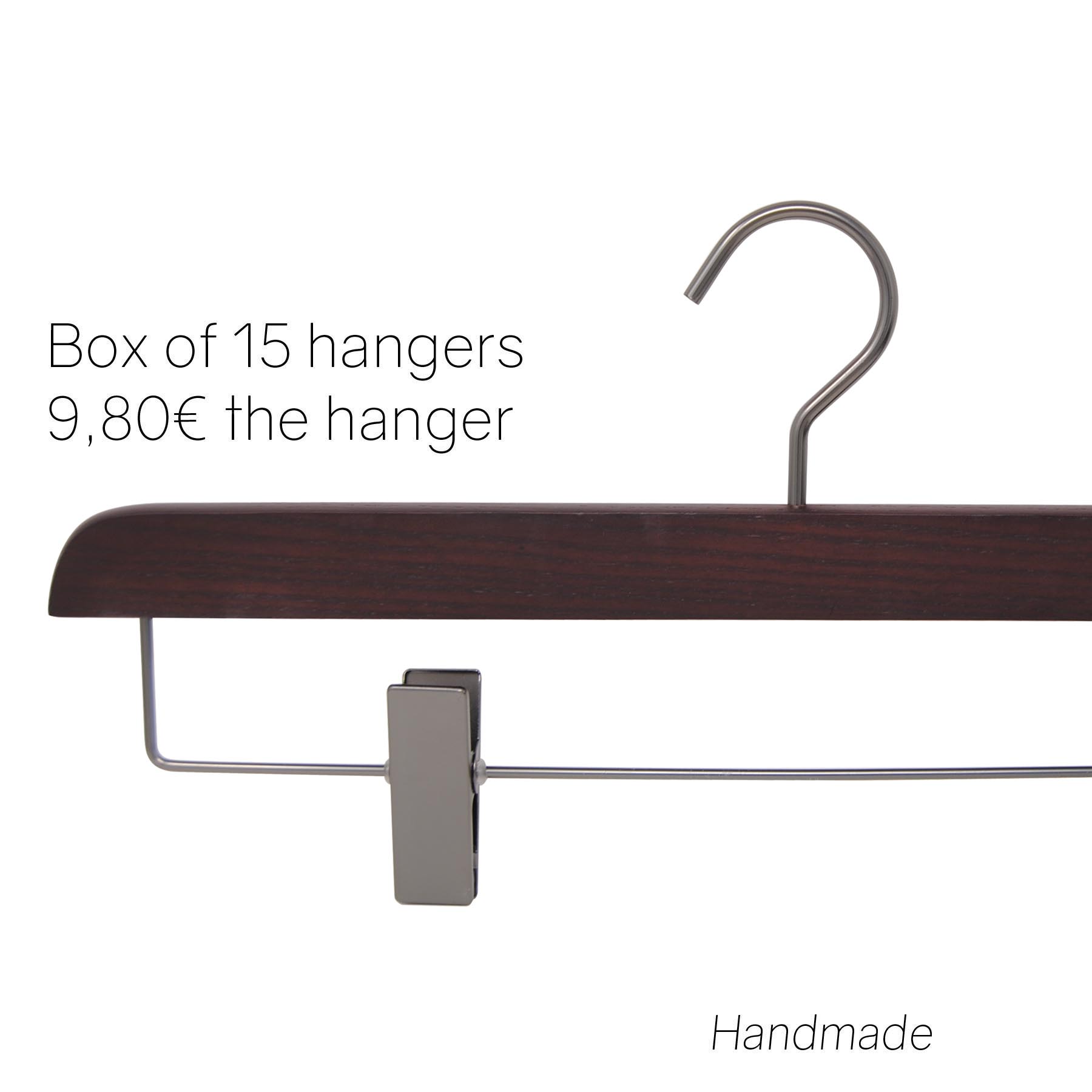15 clips hangers for skirt and trousers matt walnut color Mon
