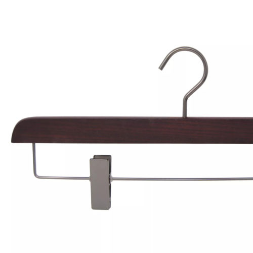 15 cintres en bois avec pinces pour jupes ou pantalon, coloris noyer