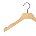 Cintre en bois avec velours antiglisse pour robe et top à bretelles coloris bois naturel
