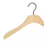 10 cintres en bois avec velours antiglisse pour chemise et tee-shirt, vernis naturel