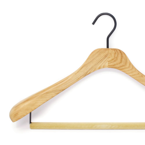 Natural wood suit hanger for the dressing room