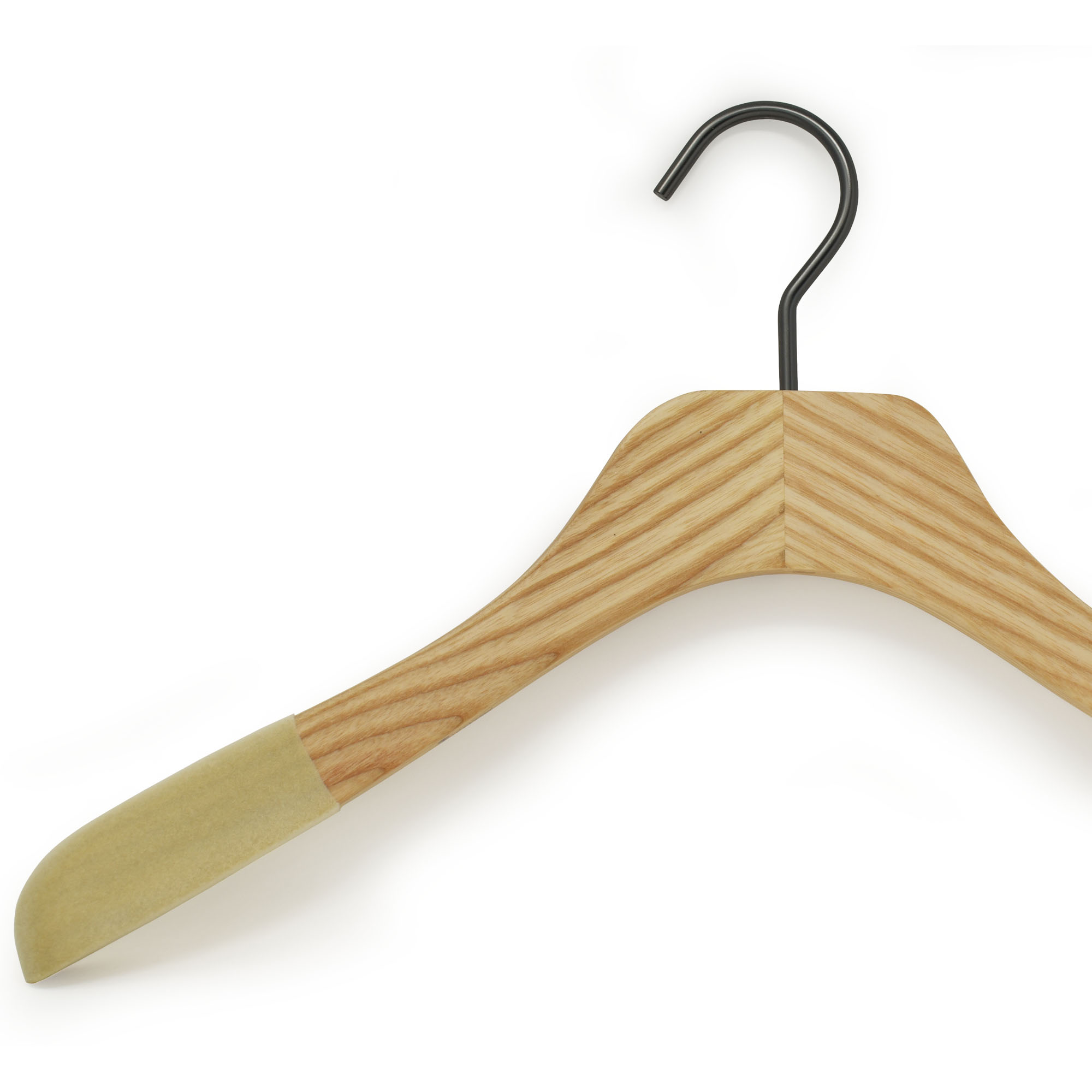 Wooden hangers for blouses and tops with non-slip velvet