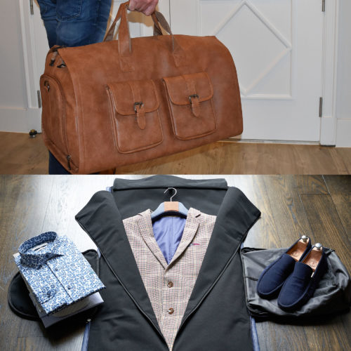 Reisetasche aus veganem Leder mit Hülle für Anzug und Schuhe