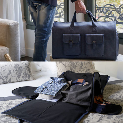 Reisetasche aus veganem Leder mit Hülle für Anzug und Schuhe