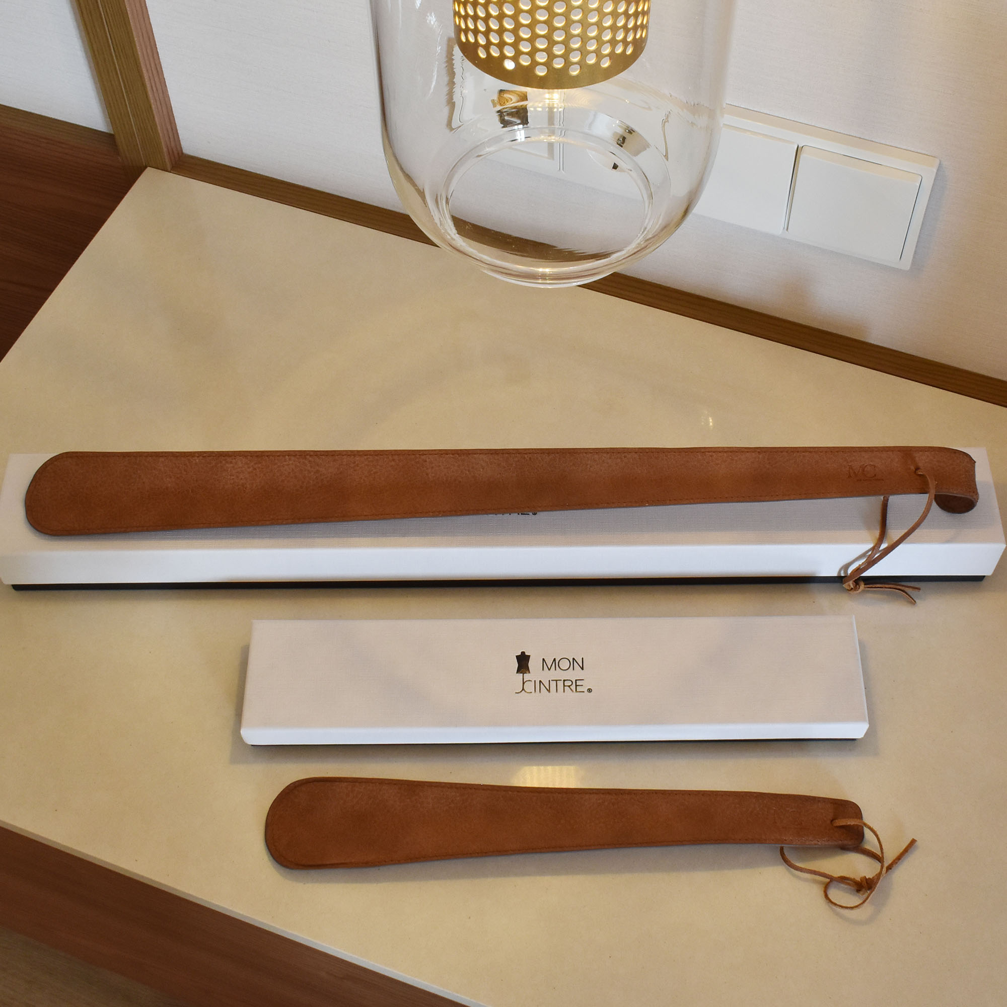 large shoe horn covered in high-end vegan faux leather