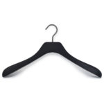 black wooden hanger for jacket and coat