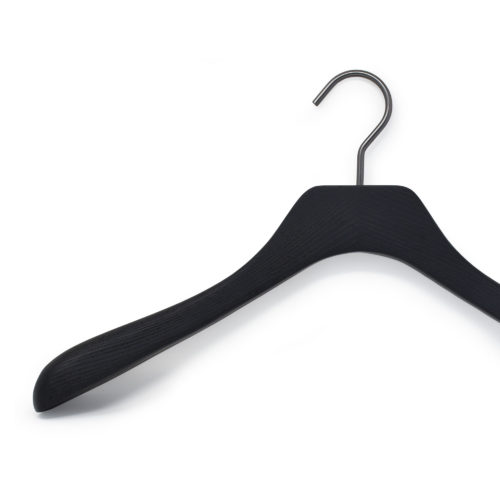 black wooden hanger for jacket and coat