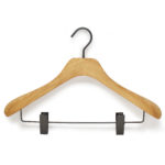 wooden hangers with clips for suit and jacket