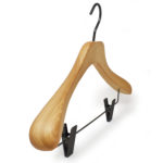 wooden hangers with clips for suit and jacket