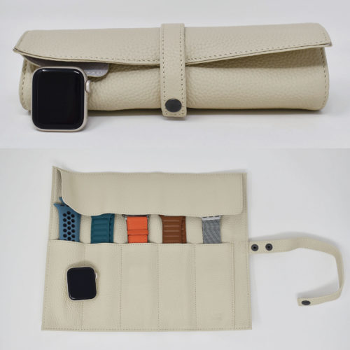 Leather storage pouch for watch straps
