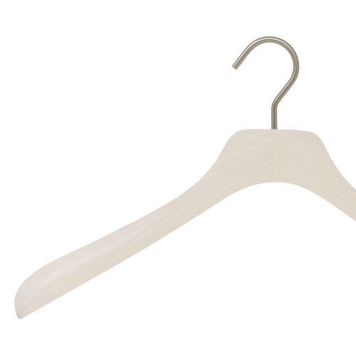 15 cintres fins en frêne pour chemise homme - coloris blanc lasuré (largeur 43 cm-épaulé 1,5 cm)