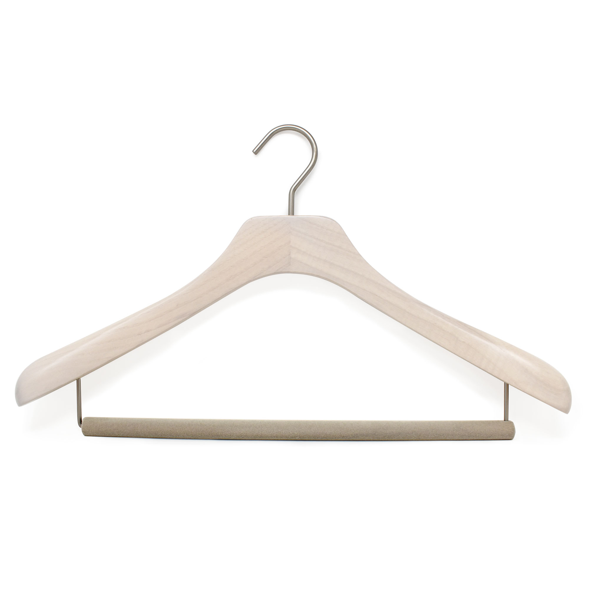 cintre-costume-blanc-barre-CLA4555BAR-WW-1 cintre pour costume de luxe en bois avec barre velour antiglisse et larges épaules