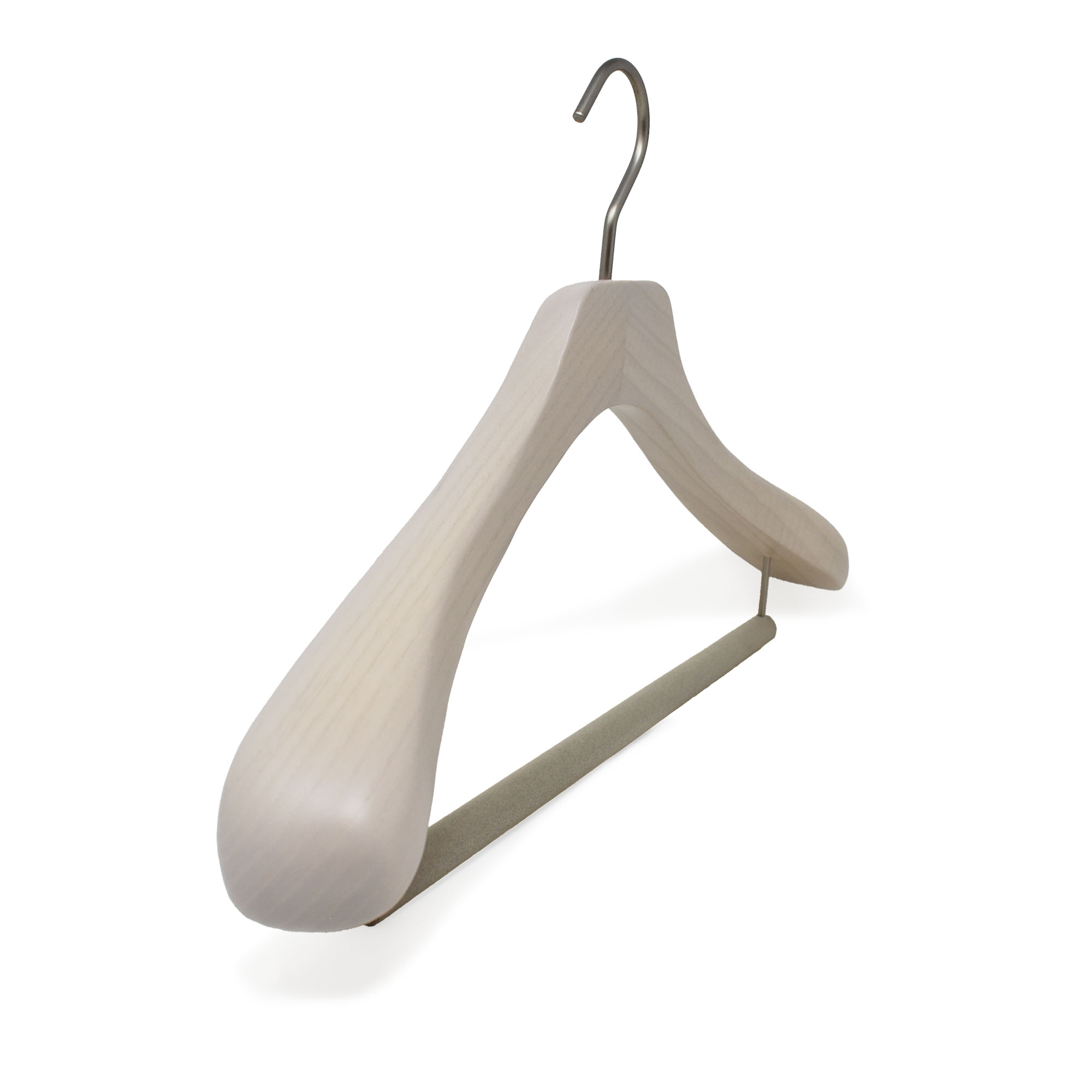 cintre-costume-blanc-barre-CLA4555BAR-WW-2 cintre pour costume de luxe en bois avec barre velour antiglisse et larges épaules